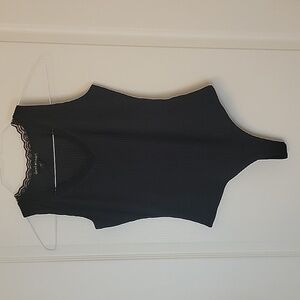 Derek Heart Black with Lace Trim Bodysuit. Size M. NWOT